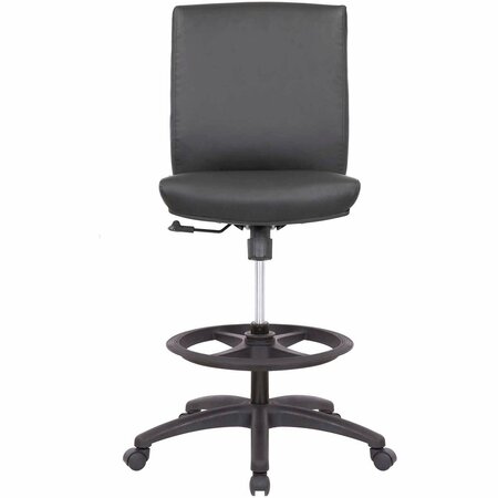 INTERION BY GLOBAL INDUSTRIAL Interion Antimicrobial Bonded Leather Drafting Stool, Black 695660-AM